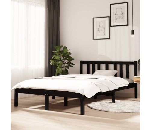 Estructura de cama sin colchón madera maciza negro 120x190 cm