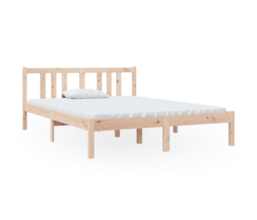 Estructura de cama doble sin colchón madera maciza 135x190 cm