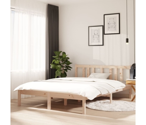 Estructura de cama doble sin colchón madera maciza 135x190 cm