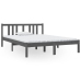 Estructura cama doble sin colchón madera maciza gris 135x190 cm