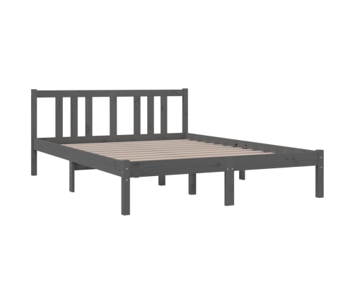 Estructura cama doble sin colchón madera maciza gris 135x190 cm