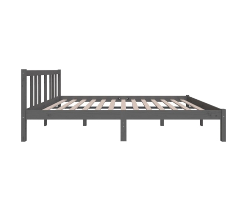 Estructura cama doble sin colchón madera maciza gris 135x190 cm