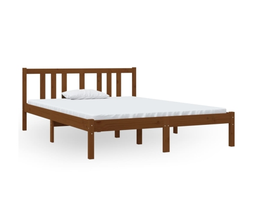Estructura cama sin colchón madera maciza marrón miel 135x190cm
