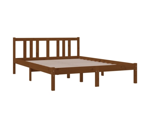 Estructura cama sin colchón madera maciza marrón miel 135x190cm