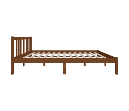 Estructura cama sin colchón madera maciza marrón miel 135x190cm