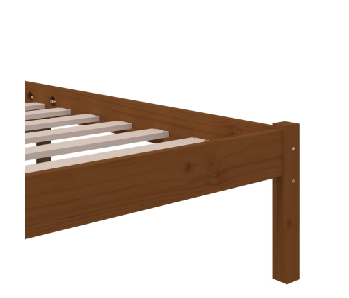 Estructura cama sin colchón madera maciza marrón miel 135x190cm