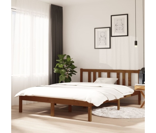 Estructura cama sin colchón madera maciza marrón miel 135x190cm