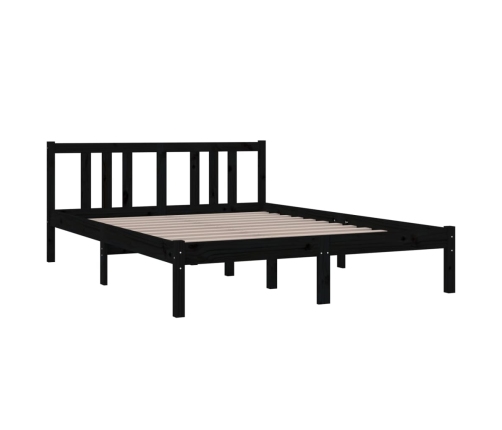 Estructura cama doble sin colchón madera maciza negro 135x190cm