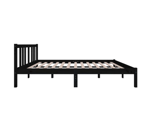 Estructura cama doble sin colchón madera maciza negro 135x190cm