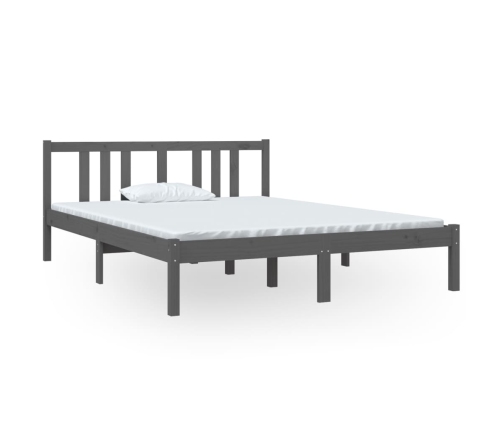 Estructura de cama sin colchón madera maciza gris 140x190 cm