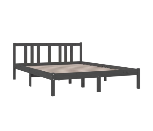 Estructura de cama sin colchón madera maciza gris 140x190 cm