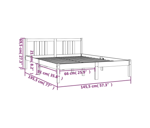 Estructura de cama sin colchón madera maciza gris 140x190 cm