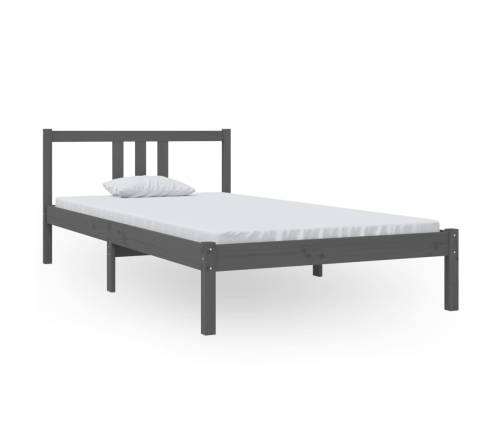 vidaXL Estructura de cama madera maciza gris 100x200 cm