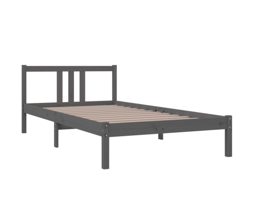 vidaXL Estructura de cama madera maciza gris 100x200 cm