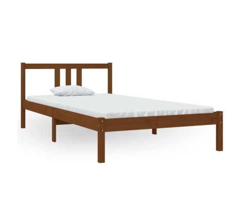 Estructura cama sin colchón madera maciza marrón miel 100x200cm