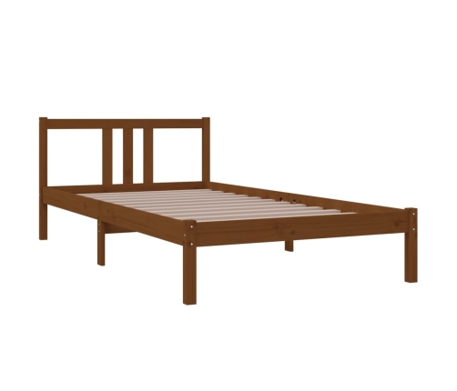 Estructura cama sin colchón madera maciza marrón miel 100x200cm