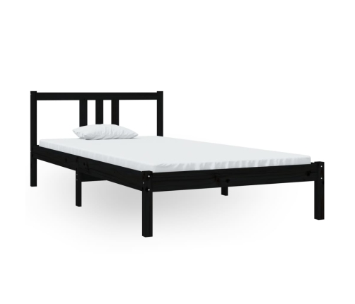 Estructura de cama sin colchón madera maciza negro 100x200 cm