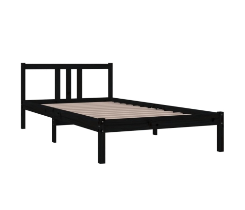 Estructura de cama sin colchón madera maciza negro 100x200 cm