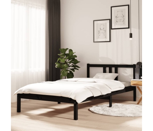 Estructura de cama sin colchón madera maciza negro 100x200 cm