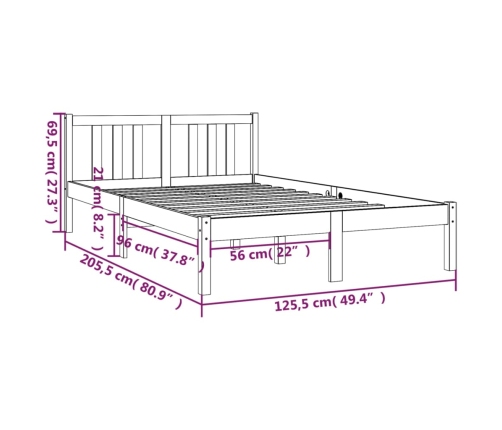 Estructura de cama sin colchón madera maciza 120x200 cm