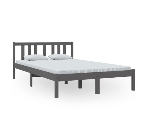 vidaXL Estructura de cama madera maciza gris 120x200 cm