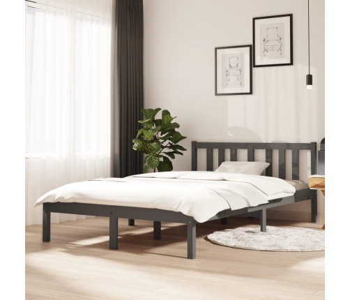 vidaXL Estructura de cama madera maciza gris 120x200 cm