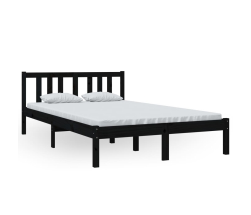 Estructura de cama sin colchón madera maciza negro 120x200 cm