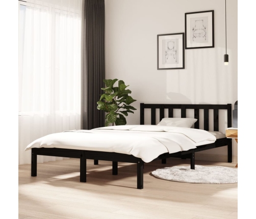 Estructura de cama sin colchón madera maciza negro 120x200 cm