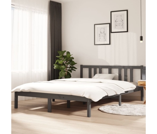 Estructura de cama sin colchón madera maciza gris 140x200 cm