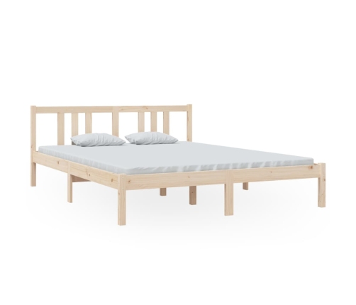 Estructura de cama doble sin colchón madera maciza 150x200 cm