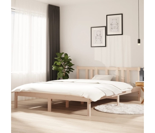 Estructura de cama doble sin colchón madera maciza 150x200 cm