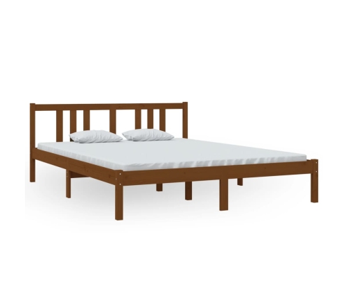 Estructura cama sin colchón madera maciza marrón miel 150x200cm