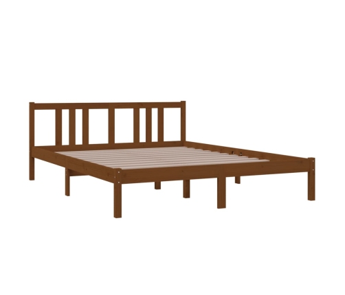 Estructura cama sin colchón madera maciza marrón miel 150x200cm