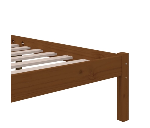 Estructura cama sin colchón madera maciza marrón miel 150x200cm