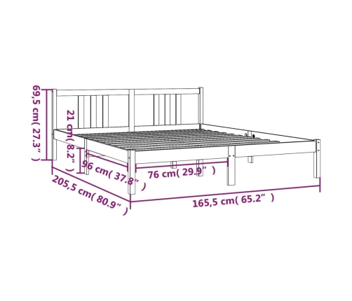 vidaXL Estructura de cama de madera maciza blanco 160x200 cm