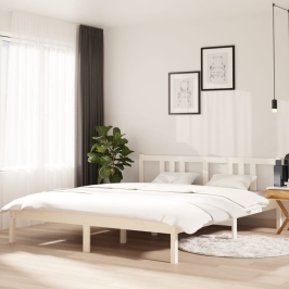 Estructura de cama sin colchón madera maciza blanco 160x200 cm