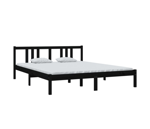 Estructura de cama sin colchón madera maciza negro 160x200 cm