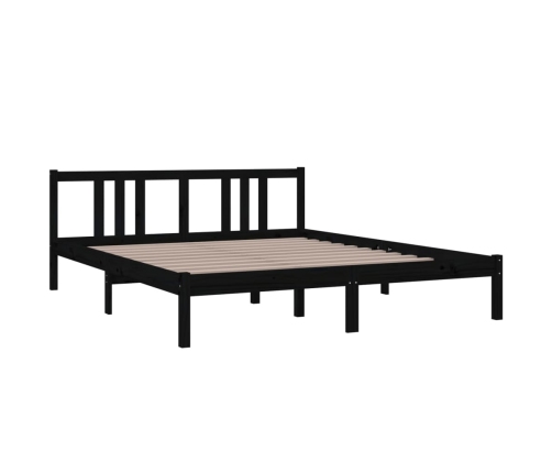 Estructura de cama sin colchón madera maciza negro 160x200 cm