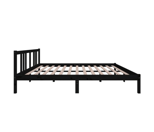 Estructura de cama sin colchón madera maciza negro 160x200 cm