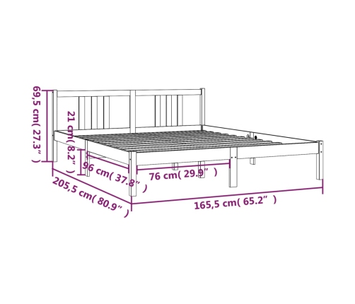 Estructura de cama sin colchón madera maciza negro 160x200 cm