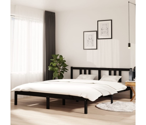 Estructura de cama sin colchón madera maciza negro 160x200 cm