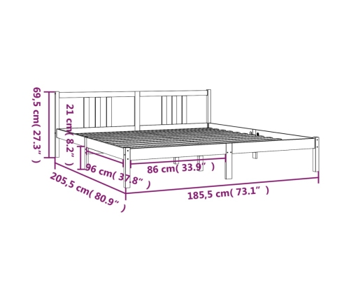 Estructura de cama sin colchón madera maciza gris 180x200 cm