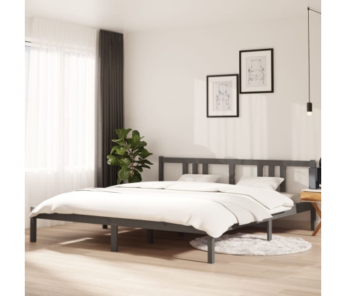 Estructura de cama sin colchón madera maciza gris 180x200 cm