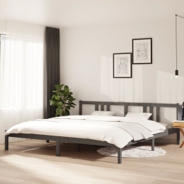 Estructura de cama sin colchón madera maciza gris 200x200 cm