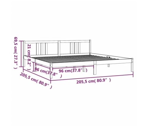 Estructura de cama sin colchón madera maciza negro 200x200 cm