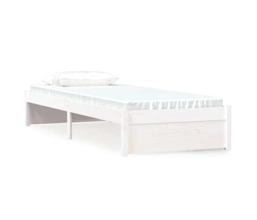 Estructura de cama sin colchón madera maciza blanco 75x190 cm