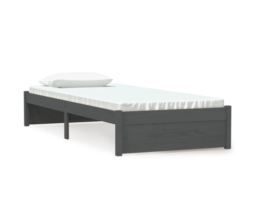 Estructura de cama individual madera maciza gris 75x190 cm