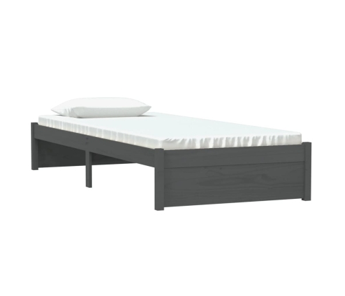 Estructura de cama individual madera maciza gris 75x190 cm