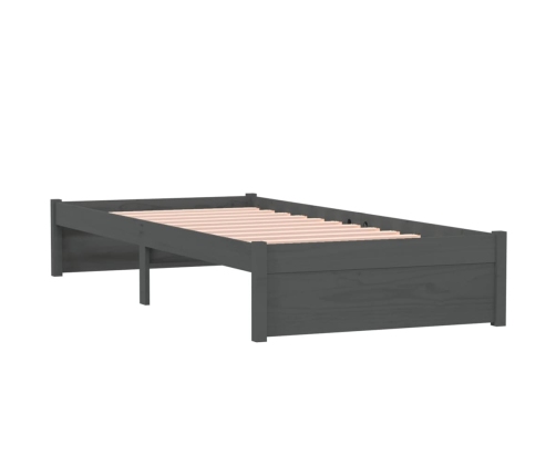 Estructura de cama individual madera maciza gris 75x190 cm