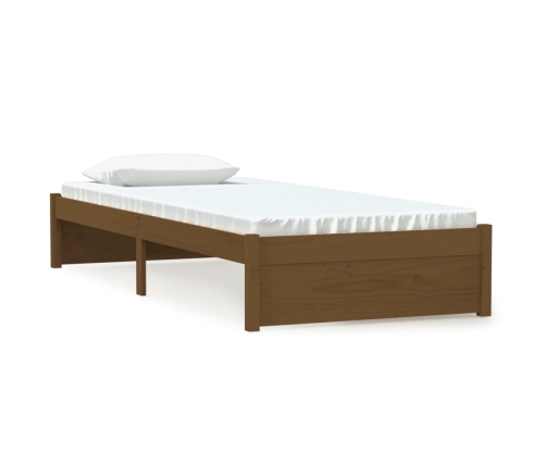 Estructura cama sin colchón madera maciza marrón miel 75x190 cm